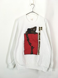 古着 90s USA製 「BY ANY MEANS NECESSARY」 ブラック カルチャー スウェット トレーナー L