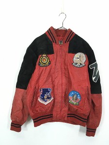 古着 90s TROOP 「TROOP SQUAD」 本革 オール レザー スタジアム ジャケット スタジャン S