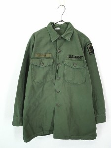 古着 60s 米軍 US ARMY 100% コットンサテン ミリタリー ファティーグ シャツ 16 1/2