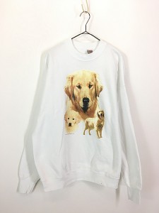 古着 90-00s 犬 ゴールデン レトリーバー アニマル スウェット トレーナー XL 古着