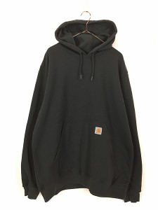 古着 Carhartt ワンポイント パッチ スウェット パーカー 黒 L 古着