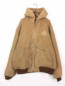 古着 00s USA製 Carhartt 裏地 メッシュ ブラウン ダック アクティブ パーカー ジャケット L 古着