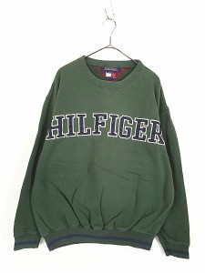 古着 90s TOMMY HILFIGER BIG ロゴ ナイロン パッチ スウェット トレーナー M 古着