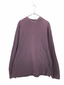 古着 90s BANANA REPUBLIC 「SAFARI&TRAVEL」 無地 ソリッド モックネック 長袖 Tシャツ ロンT カットソー L