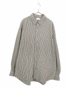 古着 90s J Crew 黒白 格子 チェック フランネル コットン シャツ ネルシャツ XLT