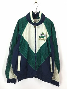 古着 90s Notre Dame Fighting Irish ファイティング アイリッシュ カレッジ アメフト メッシュ ナイロン ジャケット M 古着