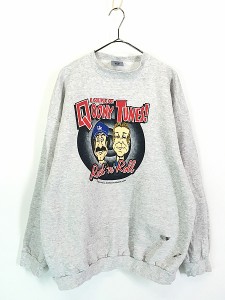 古着 90s USA製 Q95 Rock'n Roll 「Qoony Tunes」 ロック ラジオ パロディ スウェット トレーナー XL