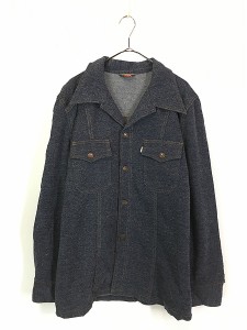 古着 70s Levi's 開襟 デニム ルック ポリエステル シャツ ジャケット XL