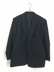 古着 80s USA製 Christian Dior ダーク ストライプ ウール テーラード ジャケット 42S