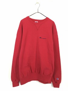 古着 90s Champion ワンポイント 前V スウェット トレーナー 赤 XL 古着