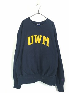 古着 90s Champion 「UWM」 ナイロン パッチ リバース スウェット XXL 古着