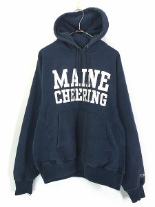 古着 00s Champion Reverse Weave 「MAINE CHEERING」 カレッジ チア リバース スウェット パーカー M 古着