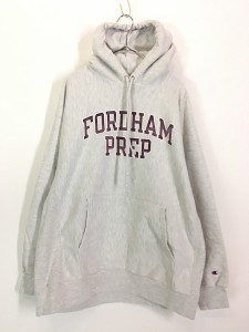 古着 00s Champion Reverse Weave 「FORDHAM PREP」 2段 カレッジ リバース スウェット パーカー XL 古着