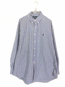 古着 90s Ralph Lauren 「YARMOUTH」 マルチ ストライプ BD シャツ 16 1/2 古着