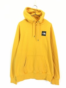 古着 TNF The North Face 両面 ロゴ プリント スウェット パーカー 黄 M 古着