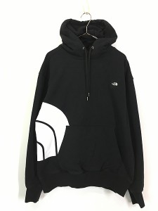 古着 TNF The North Face ロゴ 巻き プリント スウェット パーカー 黒 S 古着