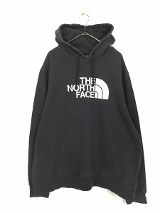 古着 TNF The North Face BIG ロゴ スウェット パーカー 黒 XL 古着