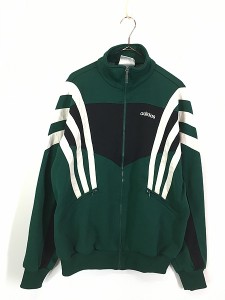 古着 90s adidas 緑×黒×白 クレイジー パターン ジャージ トップ トラック スーツ M 古着