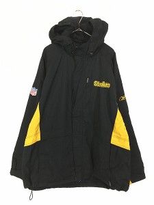 古着 90s NFL Pittsburgh Steelers スティーラーズ 裏地 フリース ナイロン ジャケット パーカー L 古着