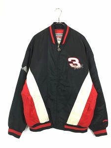 古着 90s NUTMEG 「Dale Earnhard」 ドライバー 企業 刺しゅう パデット 光沢 ナイロン レーシング ジャケット XL 古着