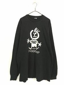 古着 90s USA製 Stickman 「Leadership」 スティックマン アート 長袖 Tシャツ ロンT XXL