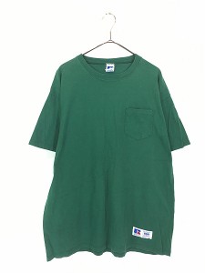 古着 90s USA製 Russell High Cotton 無地 ソリッド ヘビー 100%コットン ポケット Tシャツ ポケT L