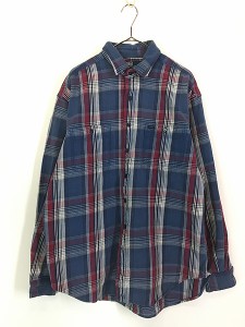 古着 90s Polo Ralph Lauren 「COWBOY  WORKSHIRT」 チェック ヘビー フランネル ワーク シャツ ヘビネル XL 古着