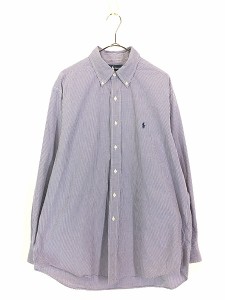 古着 90s Ralph Lauren 「YARMOUTH」 マイクロ ギンガム チェック BD シャツ 16 1/2 古着