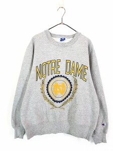 古着 80s USA製 Champion 「NOTRE DAME」 カレッジ 2段 アーチ スウェット トレーナー L 古着