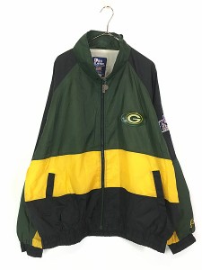 古着 90s NFL Green Bay Packers パッカーズ エナメル パッチ ナイロン ジャケット XXL 古着