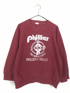 古着 80s MLB Philadelphia Phillies フィリーズ World Series スウェット トレーナー L 古着