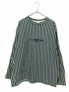 古着 90s USA製 GUESS 刺しゅう ストライプ 長袖 Tシャツ ロンT XL 古着