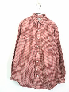 古着 80s USA製 Polo Ralph Lauren 白タグ 赤×白 チェック ワーク シャツ L 古着