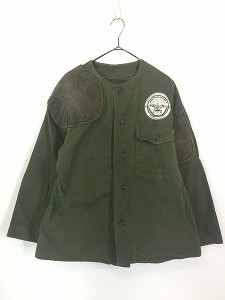 古着 80s CIVILIAN DCM USMC タイプ コットンサテン ノーカラー シューティング ジャケット L