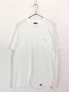 古着 90s USA製 Dickies 無地 ソリッド 100%コットン ポケット Tシャツ ポケT ホワイト XL