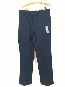 「Deadstock」 古着 90s USA製 Dickies 874 コットンツイル ワーク チノ パンツ ストレート 紺 W36 L32 古着