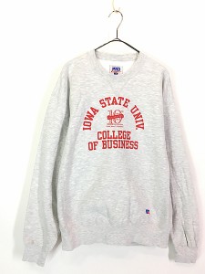 古着 90s USA製 「IOWA STATE」 アニバーサリー リバース タイプ スウェット トレーナー M 古着