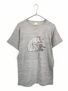 古着 70s USA製 Russell カバ アニマル 霜降り Tシャツ M 古着