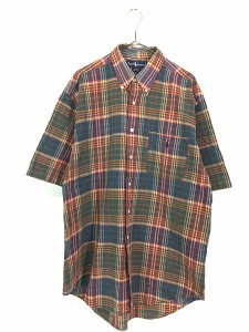 古着 90s Ralph Lauren 「BLAIRE」 マルチ チェック ポケット付 半袖 BD シャツ L 古着