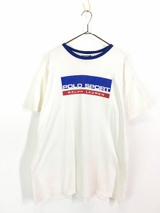 古着 90s POLO SPORT Ralph Lauren BIG ロゴ プリント リンガー Tシャツ XL位 古着