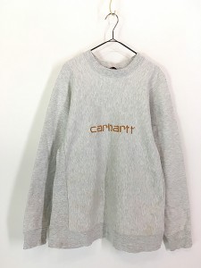 古着 80s Carhartt BIG ロゴ 刺しゅう リバース タイプ スウェット トレーナー XL位 古着