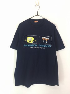 古着 00s SPONGE BOB スポンジボブ TV アニメ キャラクター Tシャツ L 古着