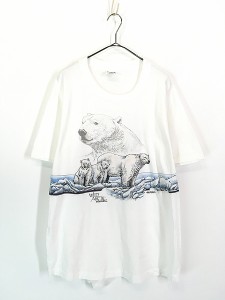 古着 90s USA製 シロクマ 親子 アニマル Tシャツ XL 古着