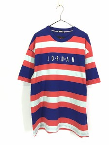 古着 AIR JORDAN 刺しゅう ボーダー Tシャツ L 古着