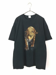 古着 00s ヒョウ レオパード アニマル 両面 Tシャツ XL 古着