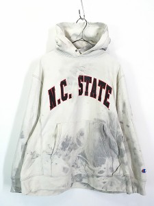 古着 00s Champion Reverse Weave 「N.C. STATE」 カレッジ ケミカル ブリーチ リバース スウェット パーカー M 古着