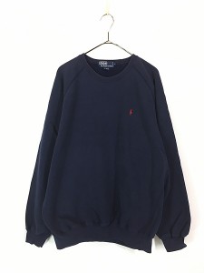 古着 90s Polo Ralph Lauren ワンポイント スウェット トレーナー 紺 L 古着