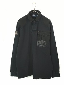 古着 Polo Ralph Lauren 「381 BLEECKER NYC」 R2 イーグル ステンシル ラガー ラグビー シャツ XL 古着