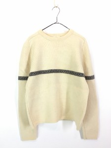 古着 90s J Crew ボーダー ローゲージ ヘビー ウール ニット セーター L