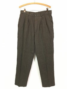 古着 80s Eddie Bauer 肉厚 ウィップコード ウール タック パンツ スラックス スリム W32 L30